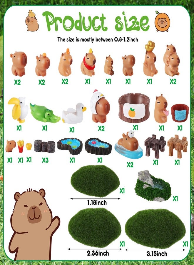 مجموعة سيمجوينج المكونة من 35 قطعة من مجسمات الكابيبارا الصغيرة المصنوعة من الراتنج، مجسمات حيوانات مصغرة لطيفة، مثالية لصنع الهدايا، وتزيين الكيك، وحدائق الجنيات، وأعياد الميلاد، ولوحات السيارات، وديكورات سطح المكتب، وبيوت الدمى (بأسلوب نابض بالحياة). - Image 2